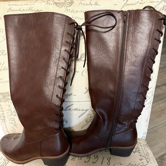 Kohls Shoes Womens Tall Boots With Side Zipper And Back Lace Up